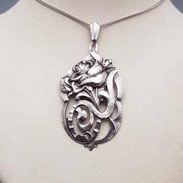 Zilver, Art Nouveau - Ketting met hanger - Alex Meijer.