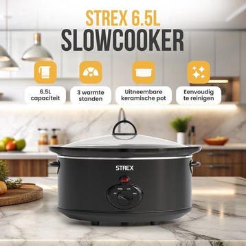 2dekans | Strex Slowcooker 6.5L - Uitneembare Keramische, Ophalen of Verzenden, Zo goed als nieuw