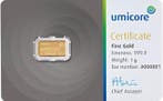 1 gram - Goud .999 - Umicore - Verzegeld en met certificaat