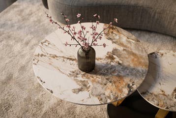 Coffee table DANCING RINGS 80-135cm round rotatable pandora, Ophalen of Verzenden, Nieuw
