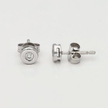 Zonder minimumprijs - Oorbellen - 14 karaat Witgoud Diamant, Nieuw