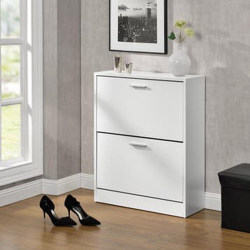 Schoenenkast Sykkylven 2 kleppen wit 81x63x24 cm [en.casa], Verzenden, Nieuw