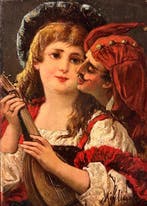 Vincenzo Migliaro (1858-1938) - Il corteggiamento - NO