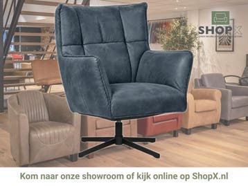 Leren draaifauteuil Lovely - Kenia Denim (blauw), Nieuw, Ophalen of Verzenden, 75 tot 100 cm, Eigentijds, Modern, Retro, Vintage