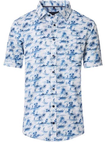 Casa Moda Casual Overhemd Korte Mouw Met Zomers Motief, Verzenden, Nieuw, Blauw