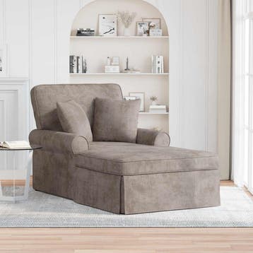 vidaXL Chaise Lounge met Rok met kussen Zand 157 x 91 x 91, Huis en Inrichting, Banken | Sofa's en Chaises Longues, Verzenden