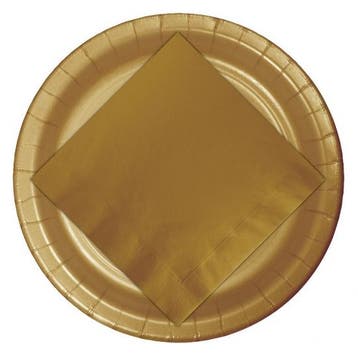24x Gouden wegwerp bordjes van karton 23 cm - Bordjes, Verzenden, Nieuw