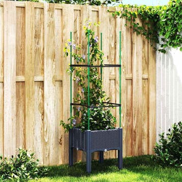 vidaXL Plantenbak met latwerk 40x40x142,5 cm polypropeen, Tuin en Terras, Verzenden, Nieuw, Minder dan 60 cm