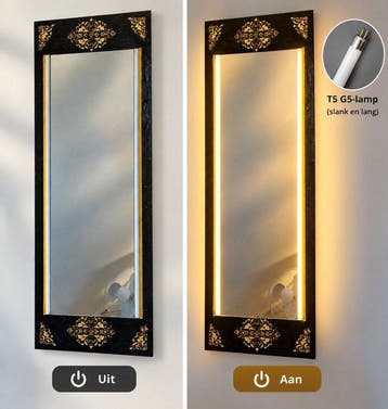Spiegel - Glas, Metaal - Verlichting spiegel, Nieuw
