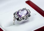 - Jugendstil - 800 zilver - natuurlijke amethist - Ring