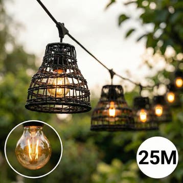 Complete Prikkabel / lichtsnoer met 25x lampenkappen, Nieuw, Ophalen of Verzenden, Netvoeding, Hanglamp