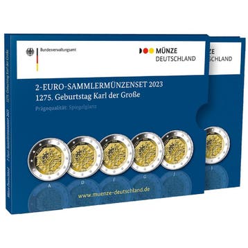 Duitsland 2 Euro Set Karel de Grote 2023 Proof, Postzegels en Munten, Munten | Europa | Euromunten, Verzenden