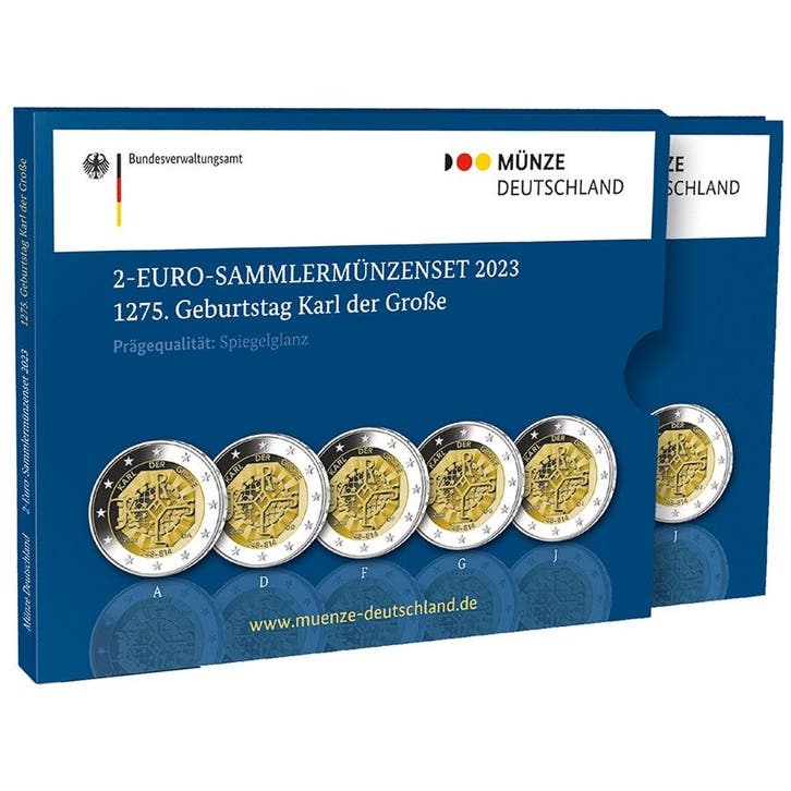 Duitsland 2 Euro Set Karel de Grote 2023 Proof, Postzegels en Munten, Munten | Europa | Euromunten, Verzenden