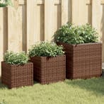 vidaXL Plantenbakken 3 st poly rattan bruin, Tuin en Terras, Verzenden, Nieuw