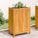 vidaXL Plantenbak met voering 31x31x75 cm massief acaciahout, Tuin en Terras, Bloembakken en Plantenbakken, Verzenden, Nieuw, Hout