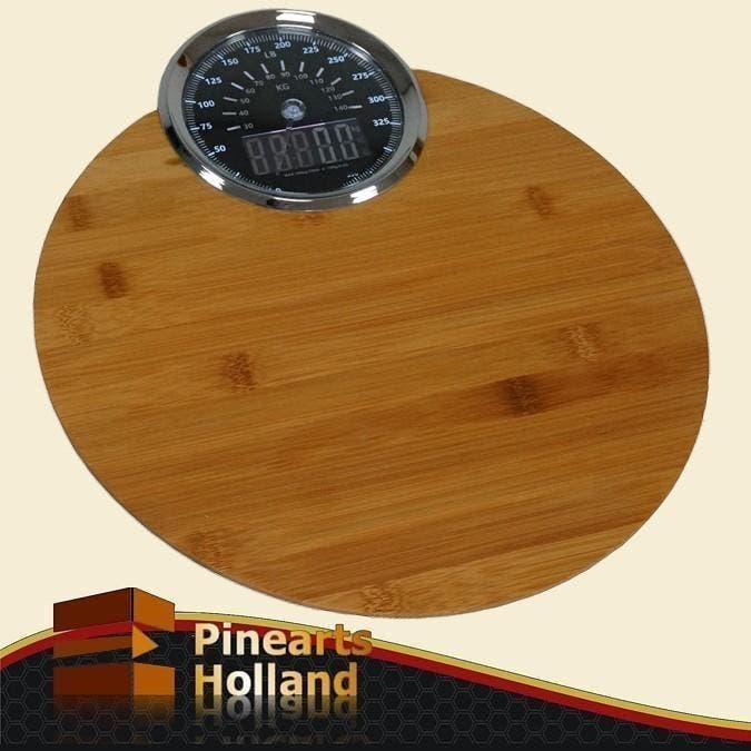 Luxe Bamboe Personenweegschaal met dual weegindicatie 180kg, Witgoed en Apparatuur, Weegschalen, Nieuw, Ophalen of Verzenden
