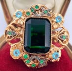 Zonder minimumprijs - Ring - 9 kt. Roségoud, Zilver Smaragd, Sieraden, Tassen en Uiterlijk, Ringen, Nieuw