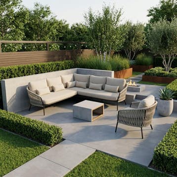 Sarenza hoek loungeset 4 delige zand rope terre frame, Tuin en Terras, Ophalen of Verzenden, Nieuw