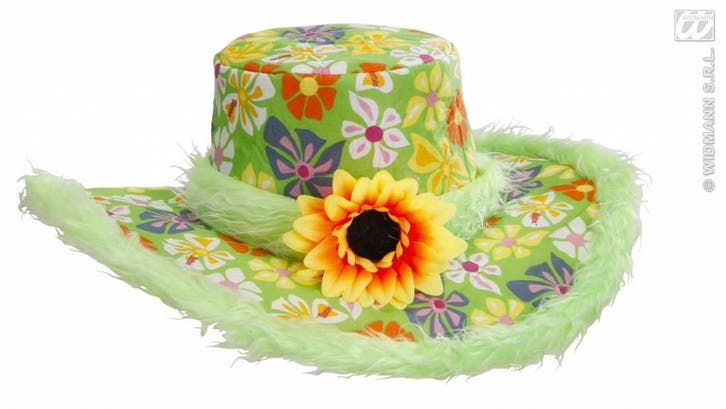 Hoed Ibiza met zonnebloem groen, Hobby en Vrije tijd, Feestartikelen, Nieuw, Ophalen of Verzenden