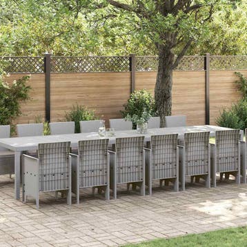 vidaXL Tuin Eettafelset met kussens 15 st Lichtgrijs PP, Verzenden, Nieuw, 5 zitplaatsen