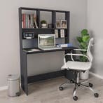 vidaXL Bureau met schappen 110x45x157 cm bewerkt hout grijs, Verzenden, Nieuw