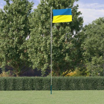 vidaXL Vlag met vlaggenmast Oekraïne 6,23 m aluminium, Verzenden, Nieuw