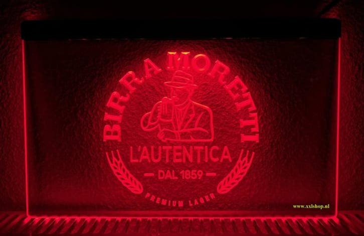 Birra Moretti bier neon bord lamp LED verlichting reclame li, Verzamelen, Merken en Reclamevoorwerpen, Nieuw, Verzenden