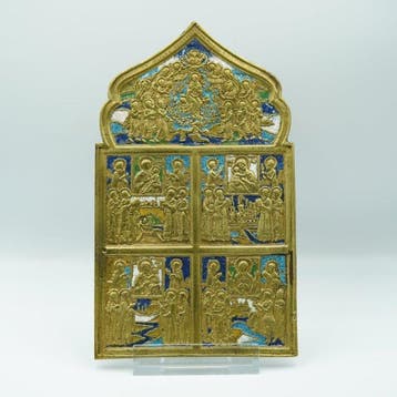 Icoon - Moeder Gods - Messing, Emaille