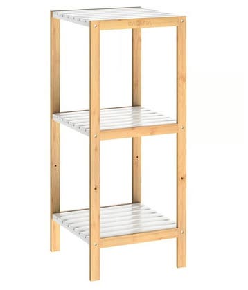 Sokkel Bamboe Wit 80x33x34cm (Badkamer, Interieur), Verzenden, Nieuw