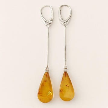Baltisch amber. Oorbellen van hoge kwaliteit. In 925 zilver