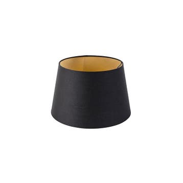 Katoenen lampenkap zwart 32/25/18 met gouden binnenkant, Verzenden, Zwart, Rond, Nieuw