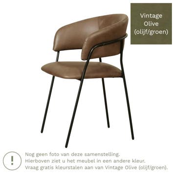 Leren eetkamerstoel met armleuning Glow - Vintage Olive, Huis en Inrichting, Ophalen of Verzenden, Nieuw, Overige kleuren, Leer