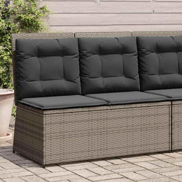 vidaXL Tuinbankje verstelbaar met kussens poly rattan grijs, Tuin en Terras, Verzenden, Nieuw