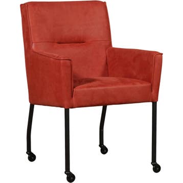 Set van 10 Leren eetkamerstoelen Lucky - Kenia Burgundy, Ophalen of Verzenden, Nieuw, Leer