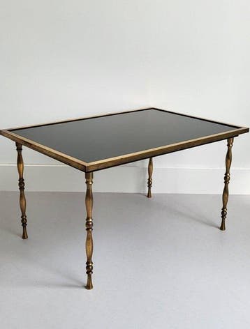 Bijzettafel - achtergelakt glas - Maison Jansen-stijl