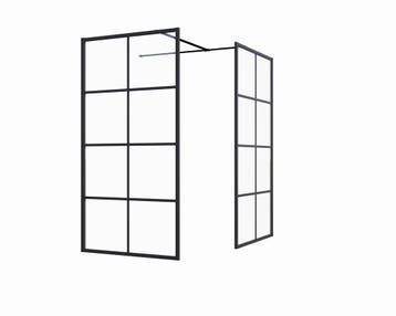 Douchewand 2 zijwanden Christina Helder glas Mat Zwart, Verzenden, Nieuw
