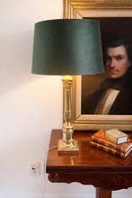 Tafellamp - Messing - Franse - fluweelachtige tint