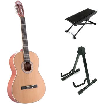 LaPaz C30N klassieke gitaar 4/4-formaat naturel + statief +, Muziek en Instrumenten, Verzenden, Nieuw