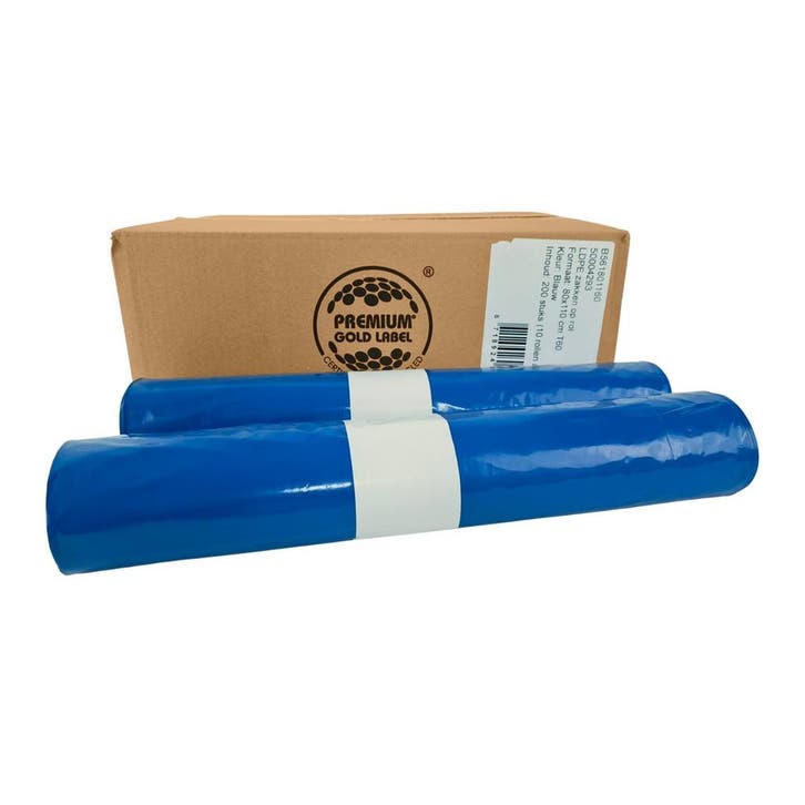 Afvalzak LDPE 80x110 cm T60 Blauw - 200 Zakken, Huis en Inrichting, Woonaccessoires | Prullenbakken, Nieuw, Verzenden