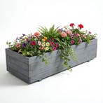 IvoQ Houten Plantenbak Grijs - FSC Hout - 120x40x32 cm, Tuin en Terras, Bloembakken en Plantenbakken, Verzenden, Nieuw