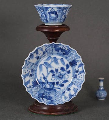 Kangxi (1662-1722) - Kop en schotel - Fisherman in