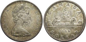 Dollar 1966 Canada Elisabeth Ii 1952-2022, Postzegels en Munten, Verzenden