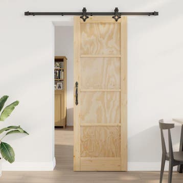 vidaXL Schuifdeur Naturel en Zwart 73,5 x 211 cm Massief, Verzenden, Nieuw