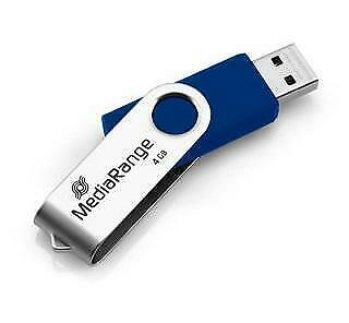 MediaRange | USB Stick | 4 GB | USB 2.0 | Twister | Blauw, Computers en Software, USB Sticks, Verzenden, Nieuw