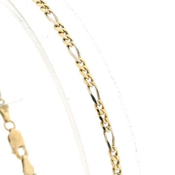 Bicolor gouden Figaro schakelarmband, Ophalen of Verzenden, Gebruikt, Goud, Goud