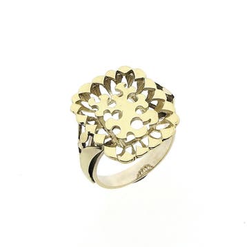 Gouden artistieke ring, Gebruikt, Ophalen of Verzenden, 17 tot 18, Dame of Heer
