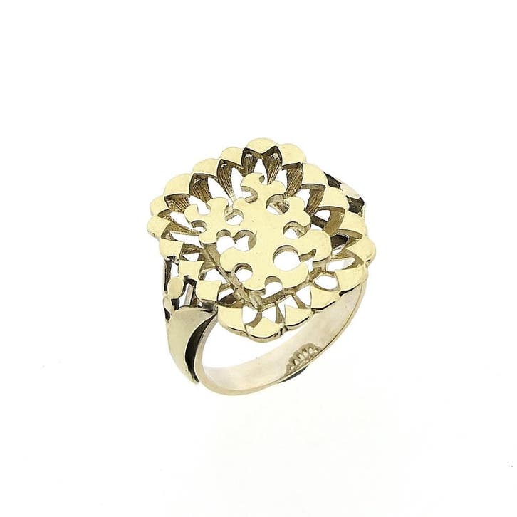 Gouden artistieke ring, Sieraden, Tassen en Uiterlijk, Ringen, Dame of Heer, Goud, 17 tot 18, Gebruikt, Goud, Ophalen of Verzenden