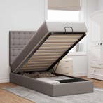 vidaXL Bed poef met matras en LEDs 90x200 cm stof taupe, 90 cm, Eenpersoons, Verzenden, Nieuw