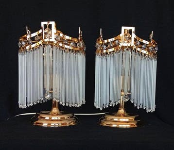 Bureaulamp - Kristal, Messing - Italiaanse lamp