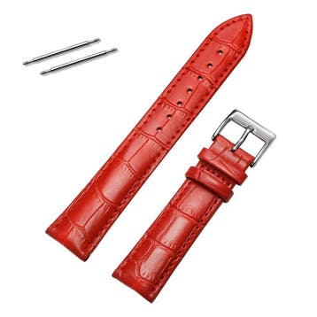 Fako - Horlogebandje - Echt Leer - 20mm - Croco - Rood, Verzenden, Nieuw